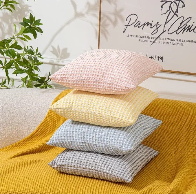 Y&D 100% Cotton Waffle Textured Decorative Cushion Cover  Elegant Home Decorative Solid Throw Pillow Covers for Bed Sofa - Image 1